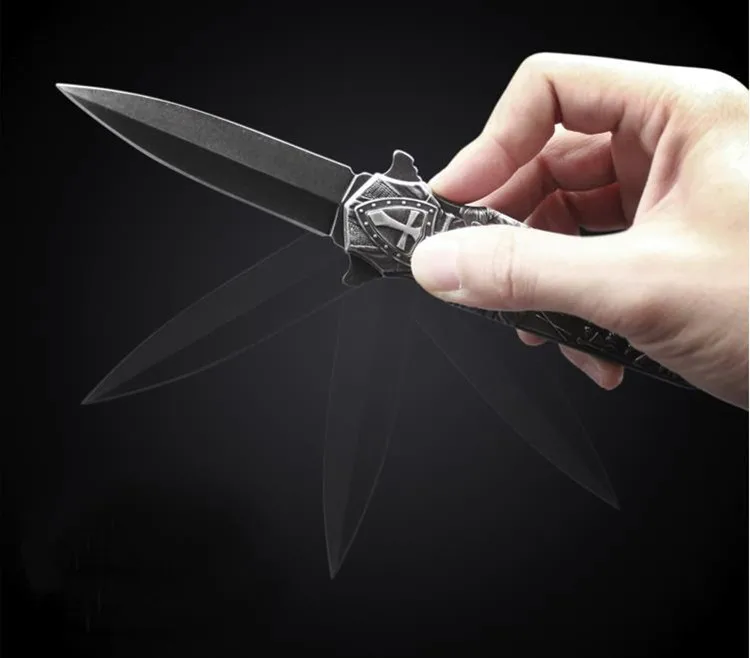 3D нож для резьбы крестоносца, полностью стальной нож, открытые ножи, коллекция крестов, карманные складные ножи, тактическое охотничье рыболовное лезвие