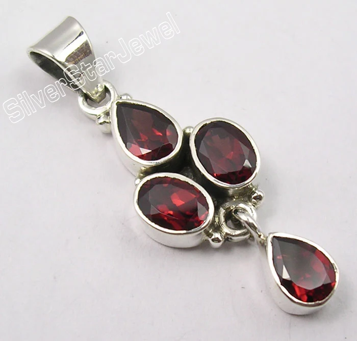 GARNET Muiltiply Choices Chanti Международный чистый серебряный красный гранат 4 драгоценный камень подвеска в винтажном стиле 4 см ручной работы вариации - Окраска металла: GARNET