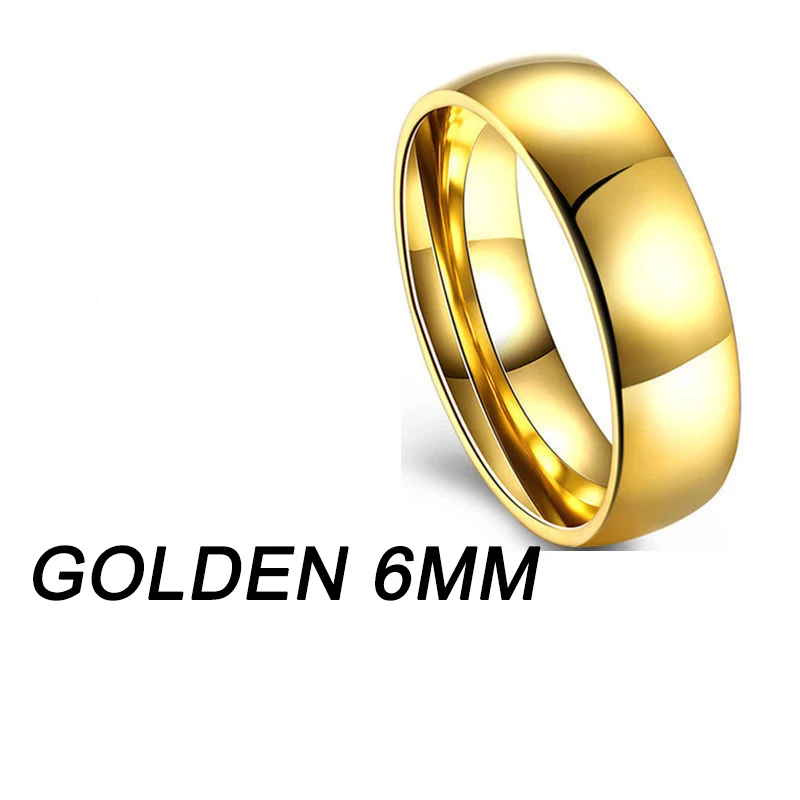Golden6mm Простое розовое золото кольца для Для мужчин Для женщин пластина с серебряное кольцо нержавеющие стальные кольца ювелирные изделия обручальное кольцо пара аксессуары кольца - Цвет основного камня: Golden6mm