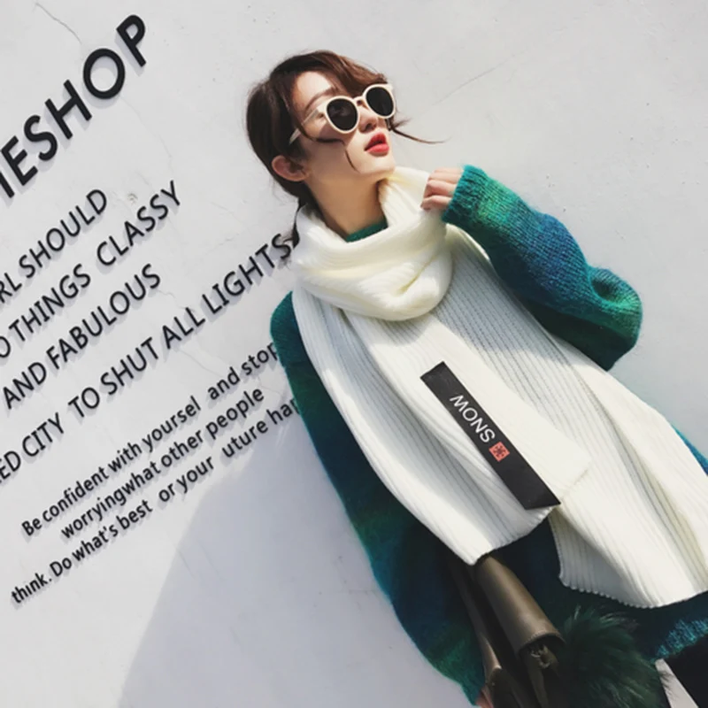 

Scarves Women Knitting Winter Soft Warm Solid Simple All-match Long Wraps Womens Elegant Ladies Trendy Lovely Sweet Scarfs Chic