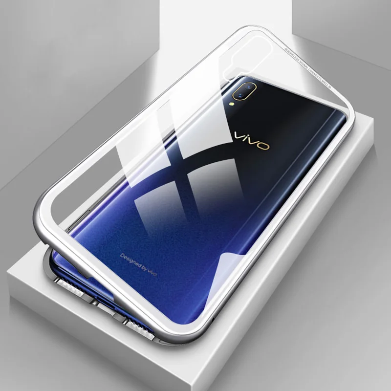 Magneto Magnetic Adsorption Metal Cases for Vivo V11 Case Luxury Tempered Glass Back Cover Coque Fundas |