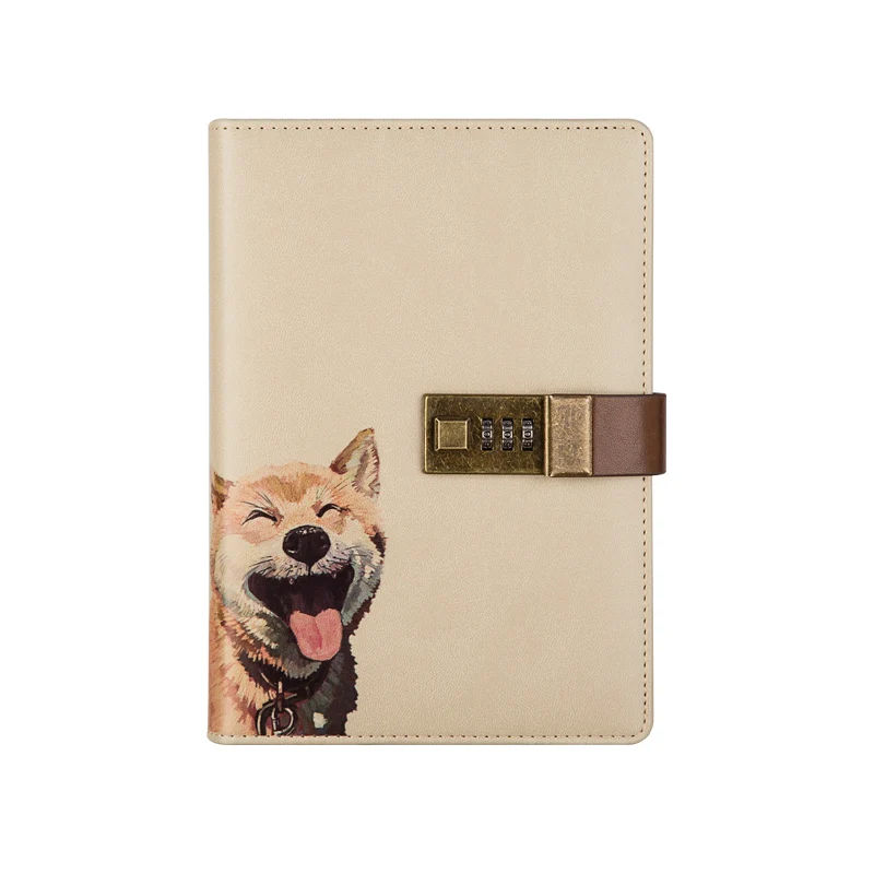 Shiba Inu Дневник с замком, блокнот, запасной кожаный журнал, симпатичный висячий замок, дневник, кавайный планировщик, планировщик - Цвет: Shiba Inu