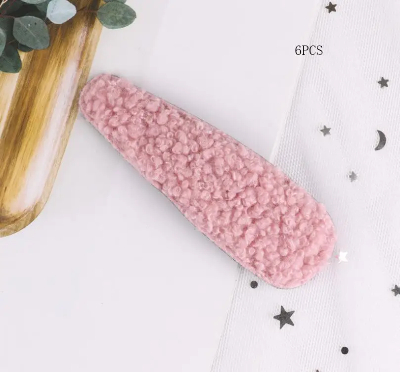 8 9 см macaroon шерсть заколка для волос Детские волосы для девочек заколка для детей и мам зимние аксессуары для волос головной убор 6 шт./лот - Цвет: 8