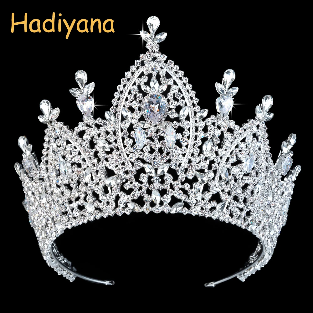 Hadiyana Новая роскошная тиара свадебная корона для женщин свадебные аксессуары для волос королевские циркониевые императорские короны ювелирные изделия BC3200