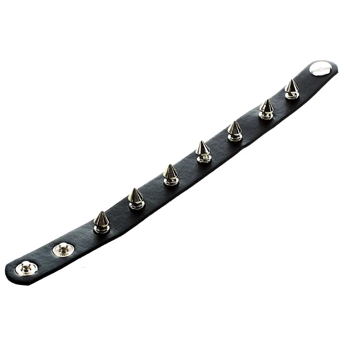 Press Stud Buckle Spike Studs Decor Black Faux Leather Wristband for Men Lady | Украшения и аксессуары
