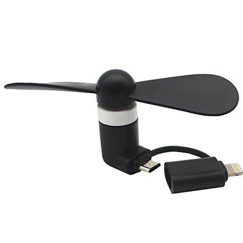 100% протестированный мини 2 в 1 портативный микро USB вентилятор для iPhone 5 6 7 8 X ручной