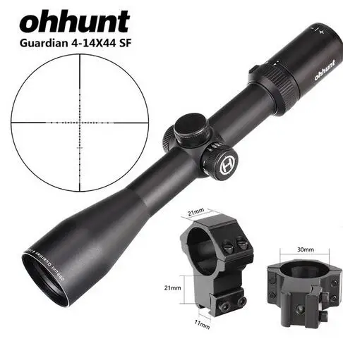 with dovetail rings Ohhunt Guardian 4-14X44 SF Охотничья винтовка 30 мм Труба боковая Parallax тактические оптические прицелы с крышкой KillFlash и кольцами для крепления - Цвет: with dovetail rings