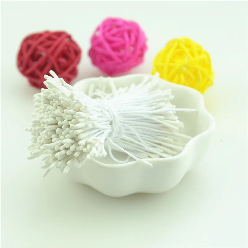 400 шт 1,5 мм головки мини цветок Stamen Pistil Свадебные украшения Скрапбукинг DIY Искусственные открытки торты Цветы Аксессуары - Цвет: White