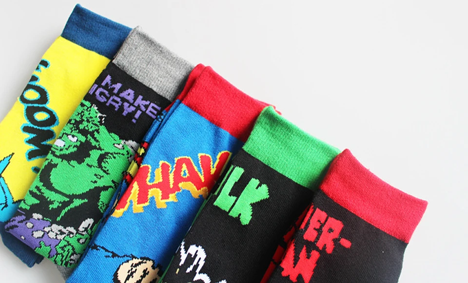 Hot Sale Brand Quality Cartoon Superman Men's Fashion Sock Colorful Combed Cotton Wedding Novelty Funny Happy Socks Men Meias