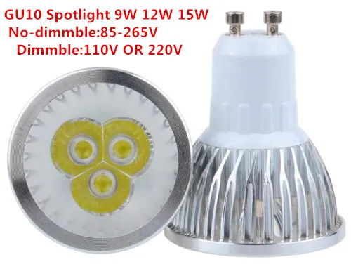 

High quality LED GU10 9W 12W 15W LED lamp LED bulb Dimmable 110V 220V Warm White/Pure White/Cold White 60 Beam Angle LIGHTING