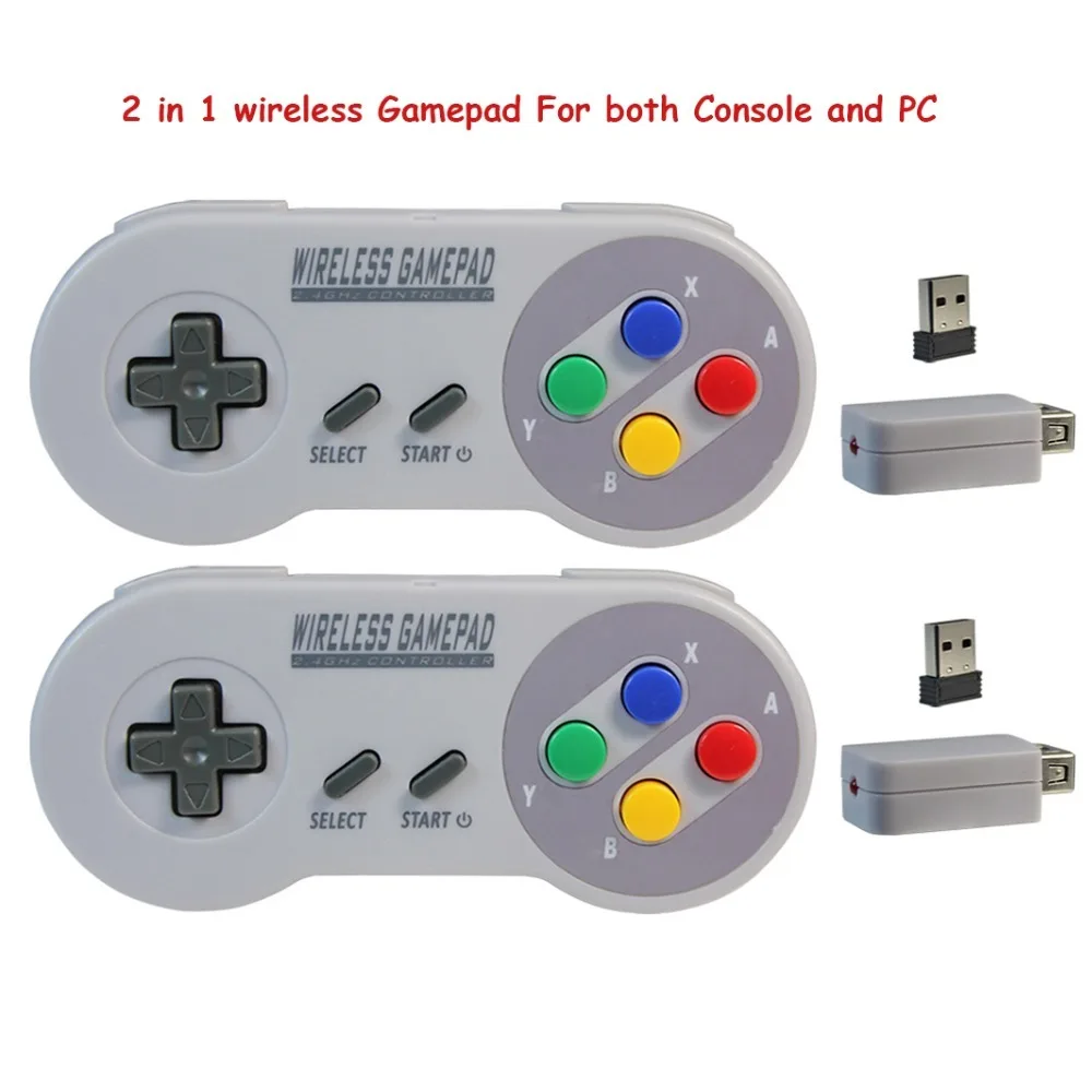 Colorful 2 Reciever Wireless 2.4G Game Controller Joypad Joystick Controller for SNES for Classic MINI for PC Windows for Switch