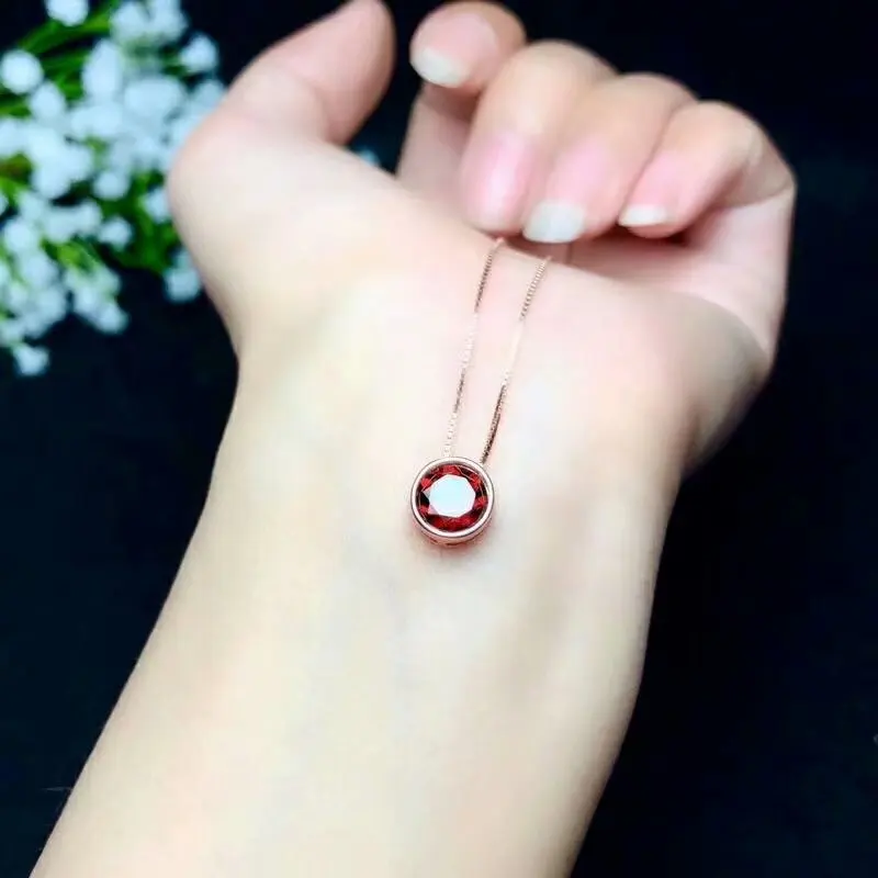 SHILOVEM, 925 серебро, натуральные гранатовые кулоны, отправка, ожерелье, классика, хорошее ювелирное изделие, женский подарок, драгоценный камень, подарок, 7*7 мм, bz070706ags