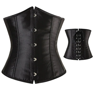 9424 Black Underbust Черный/белый сексуальный корсет с косточками, корсеты из парчи, бюстье, вышивка, шнуровка, корсеты, готический стиль, плюс размер, S-6XL, Корректирующее белье - Цвет: 9424 Black Underbust