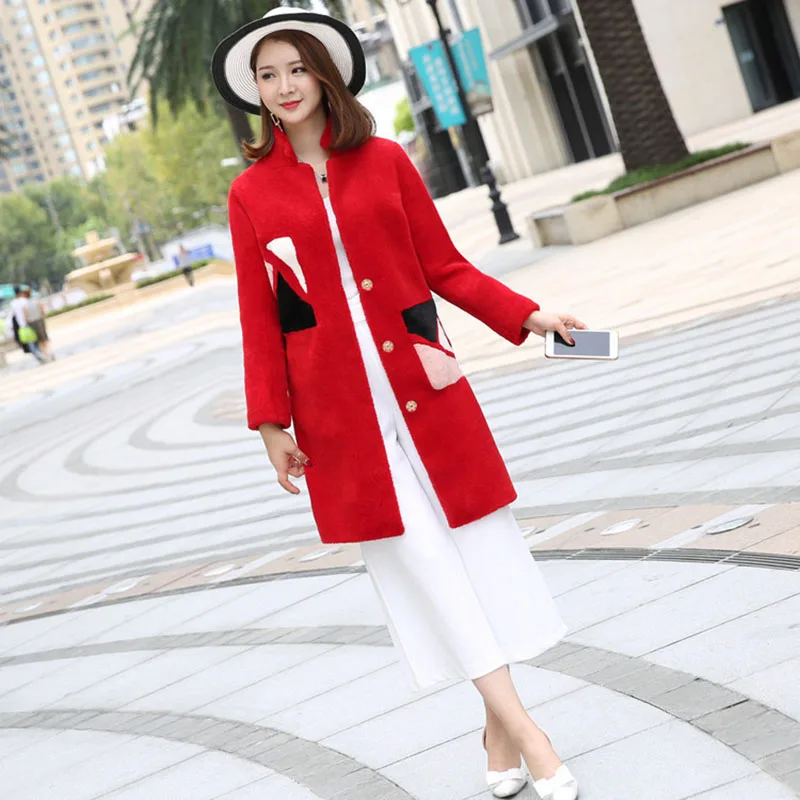 Овечья кожа мех зимнее пальто из искусственного меха для девочек женщин плюс