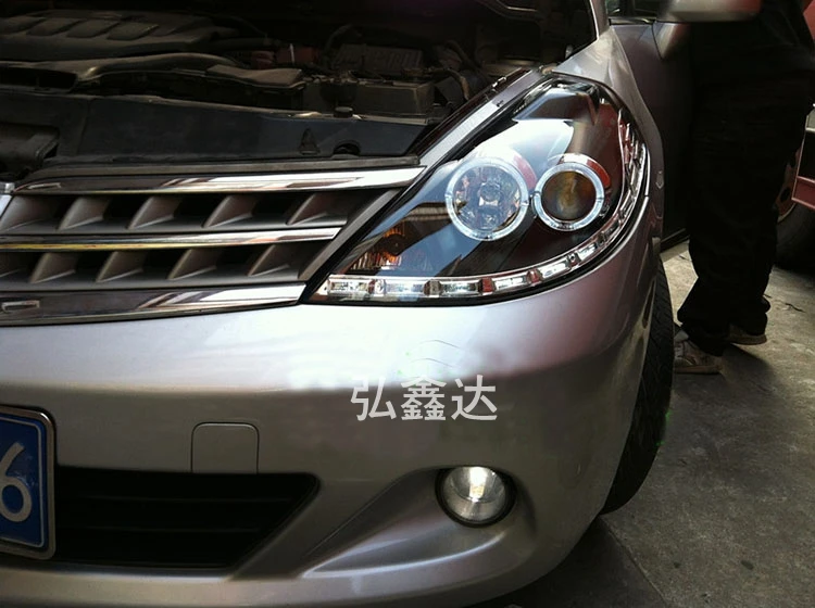 Высококачественный чехол для автомобиля для Nissan Tiida фары 2008-2010 Tiida фары светодиодный DRL Объектив двойной луч HID