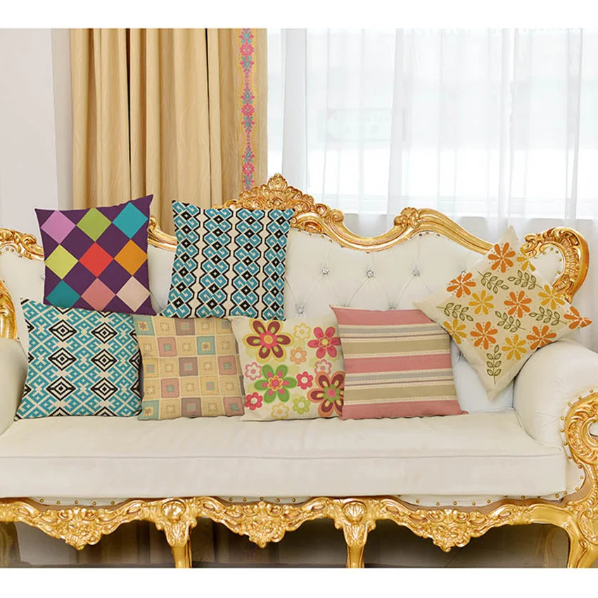 Зеленые пасторальные листья геометрические узоры Декор для дома диванная