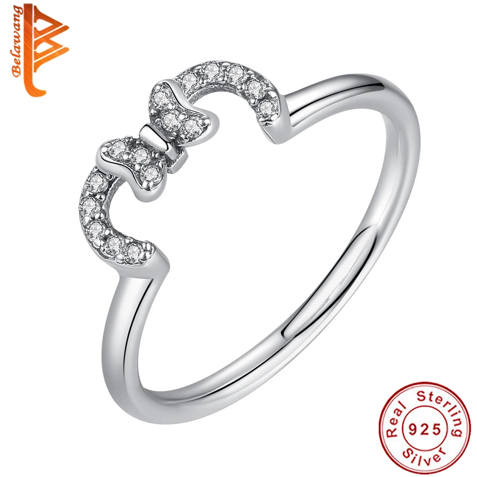 Wholesale price Genuine 100% 925 Sterling Silver Ring 3 Shape Bow Crystal Clear CZ Finger Female Jewelry For Women | Украшения и