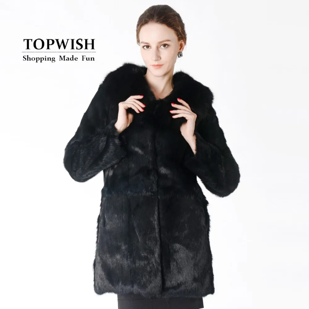 Роскошное Женское пальто из лисьего меха модное натурального кроличьего