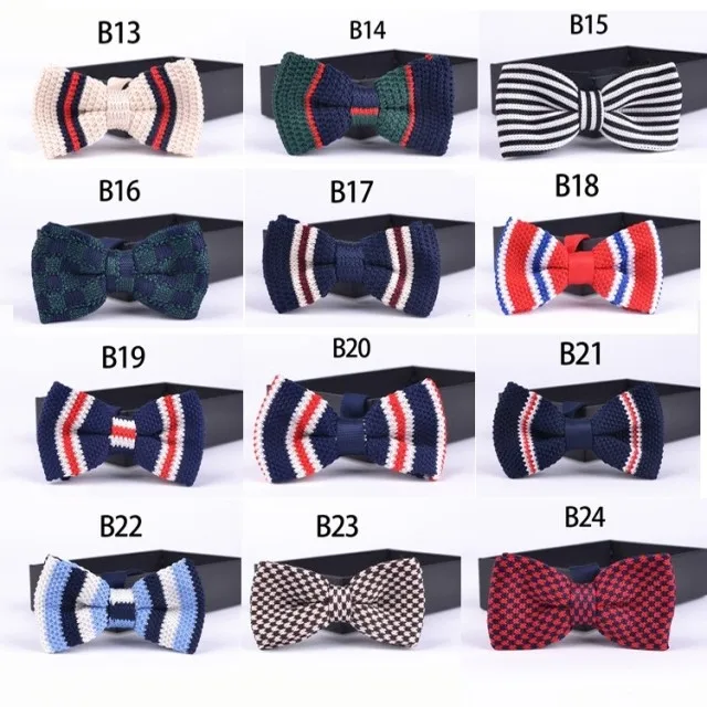 Стильная Вязаная Бабочка зеленого цвета в синюю полоску с бабочками для мужчин |