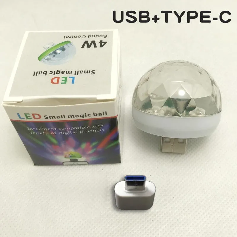 TYPE-C 1 шт. Рождественский проектор мини портативный мобильный телефон светодиодный USB светильник освещение для сцены Дискотека семья Реюньон волшебный шар светильник вечерние клуб - Цвет: TYPE-C