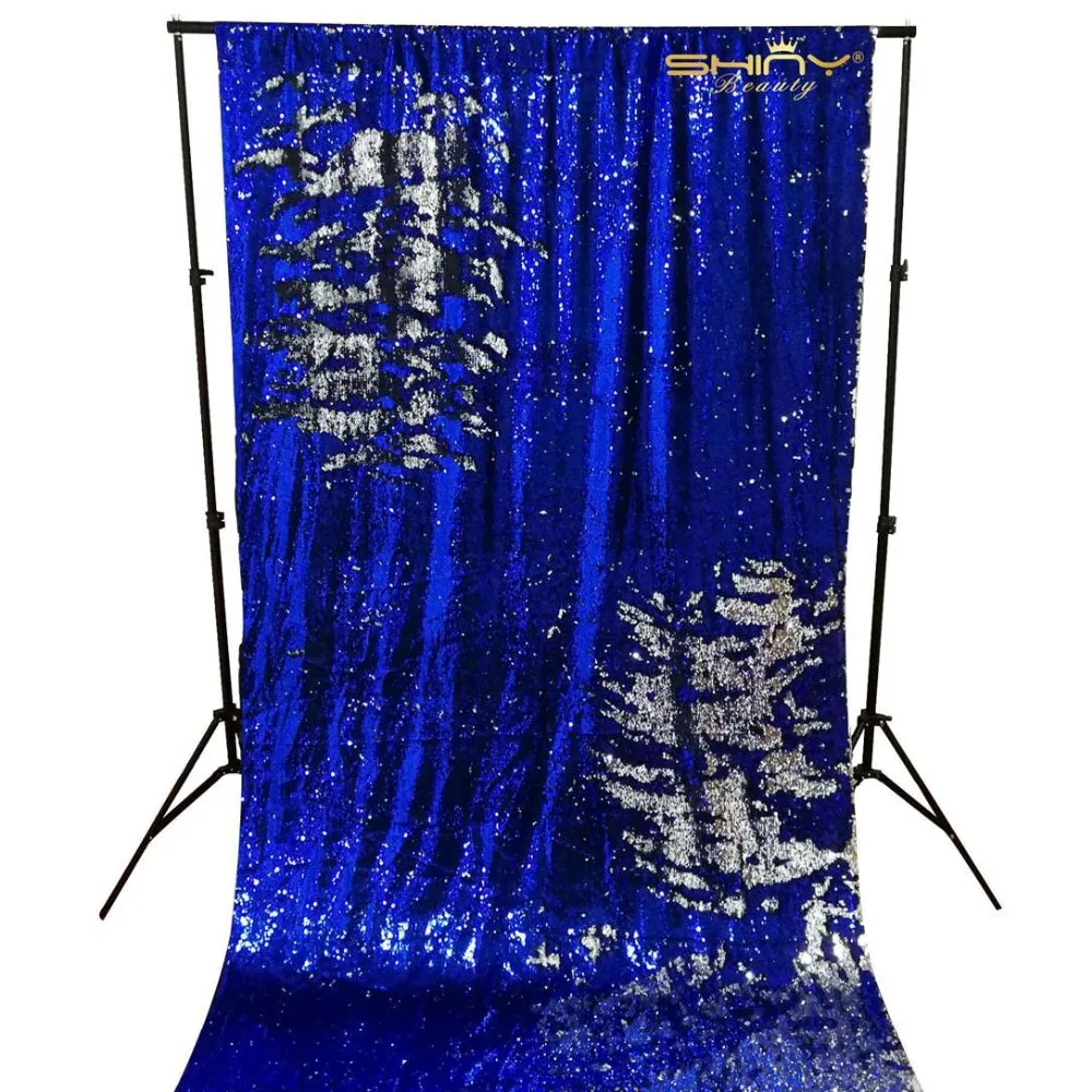 2FTX3FT 5 MMSequin фон Шторы 2 шт. королевский синий для Серебряная Русалка Блестки рыбьей