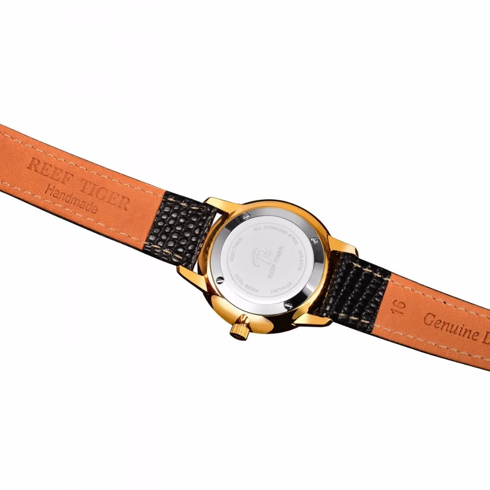 

Reef Tiger/RT Couple Watches Classic Brand Quartz Vintage Watch for Men Ultra Thin Design Yellow Gold RGA820