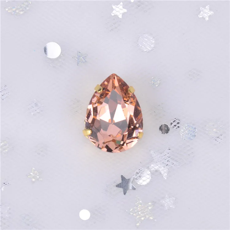 Light peach С украшением в виде кристаллов 13x18 мм 10 шт./упак. супер флэш-K9 стекло Золотая основа пришить коготь стразы, современное оборудование для изготовления аксессуаров для одежды - Цвет: Light peach