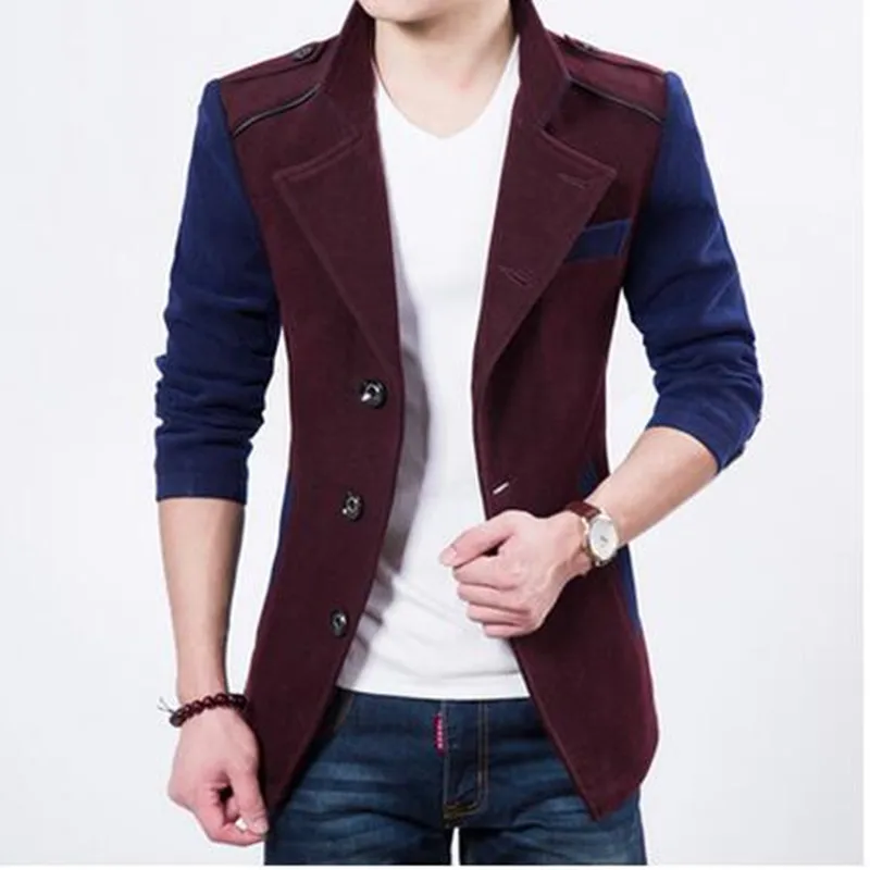 Мужское модное полупальто новинка 2017 роскошное Брендовое шерстяное мужское