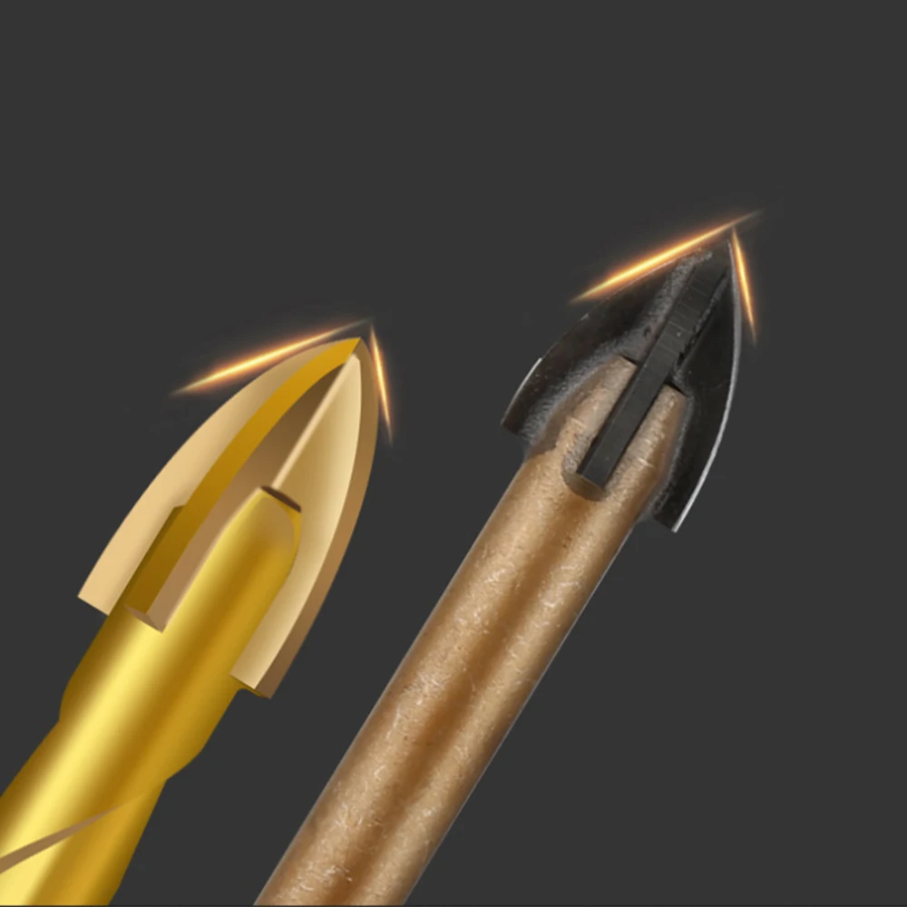 

1pc Titanium /No Titanium Coated Triangle Drill Bit Tiling Cement Multi Purpose Ceramic Wall Glass Cement titanium plating Drill