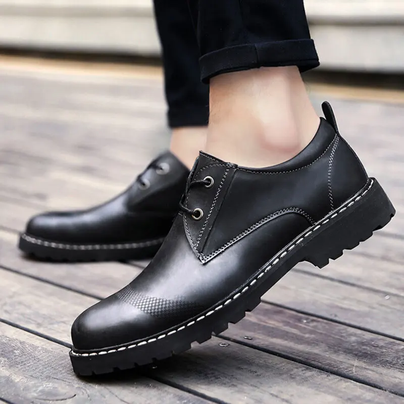 Tangnest/мужские кожаные ботинки с принтом в стиле ретро Модные Мужские модельные