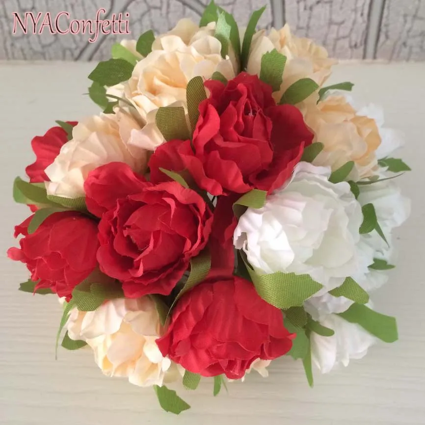 6PCS Multicolor Real Touch Peony Artificial Silk Roses Fake Peonies DIY Craft For Wedding Bridal Bouquet Garland Home Decoration | Дом и сад