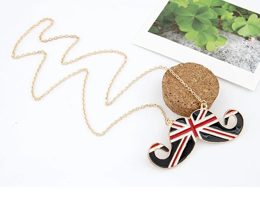 Free shipping colar de barba fashion dressed UK flag pattern necklace hot sale 2014 summer beard pendant &amp for women | Украшения и