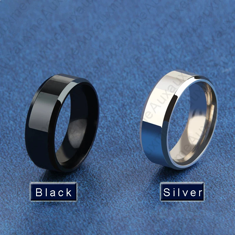 Auxauxme, простые обручальные кольца из титановой стали 8 мм, Rianbow/Blue/Rose Gold/Black, вечерние, подарок для мужчин, модные ювелирные изделия, размер 5-13