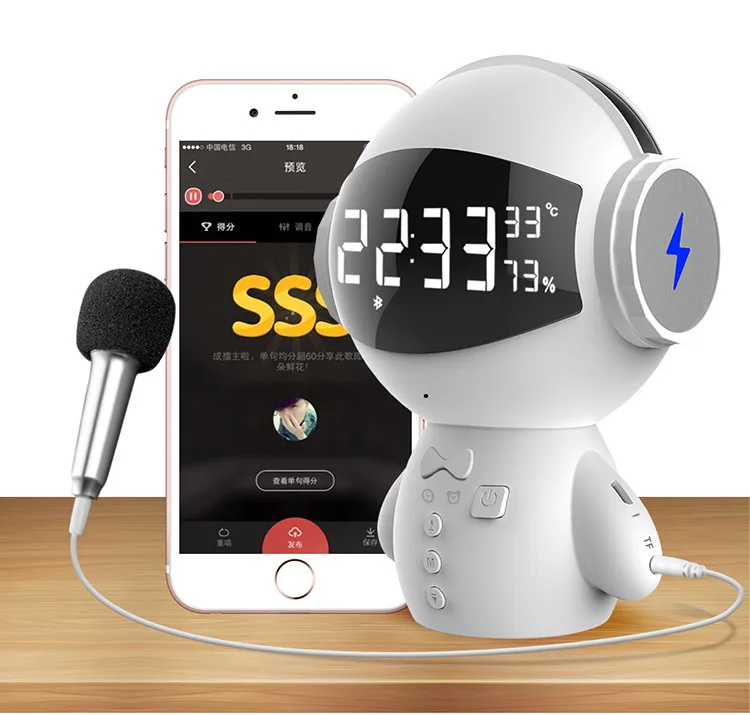 Мини Портативный мультфильм робот Bluetooth динамик s беспроводной приемник музыкальная стереоколонка плеер Домашний офис с будильником