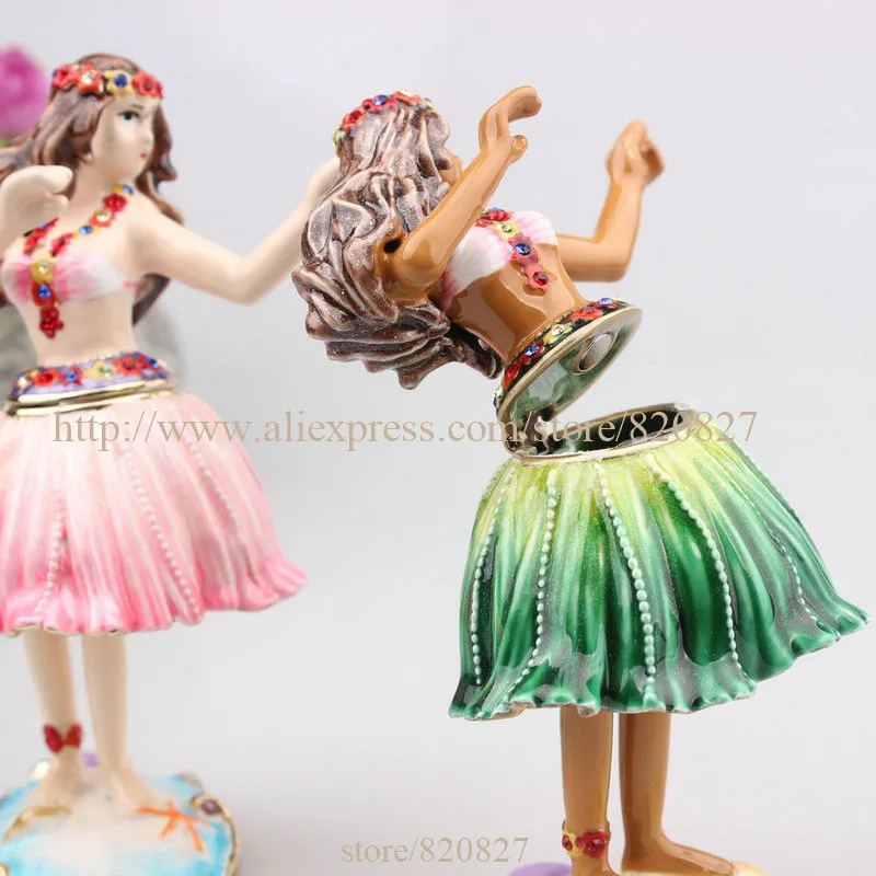 Wedding Gifts Angel Decoration Gifts Vintage Girl Dancing Jewelry Box Hula Girls Shaped Metal Signs