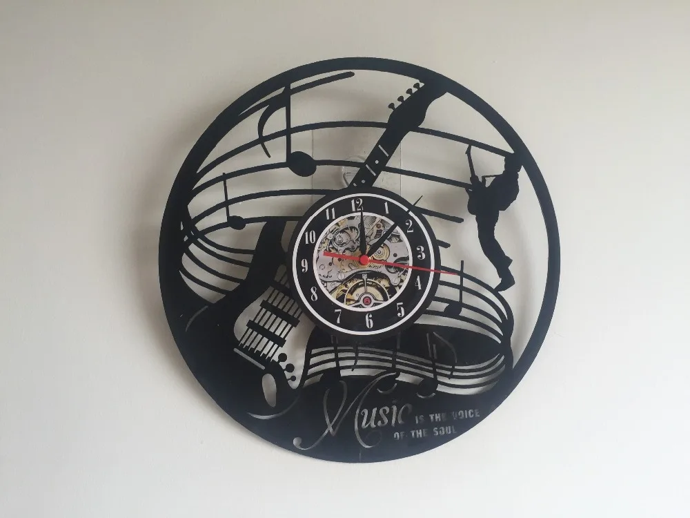 часы на стену Reloj саат Гитара Музыкальный Инструмент Искусства Подарок Круг