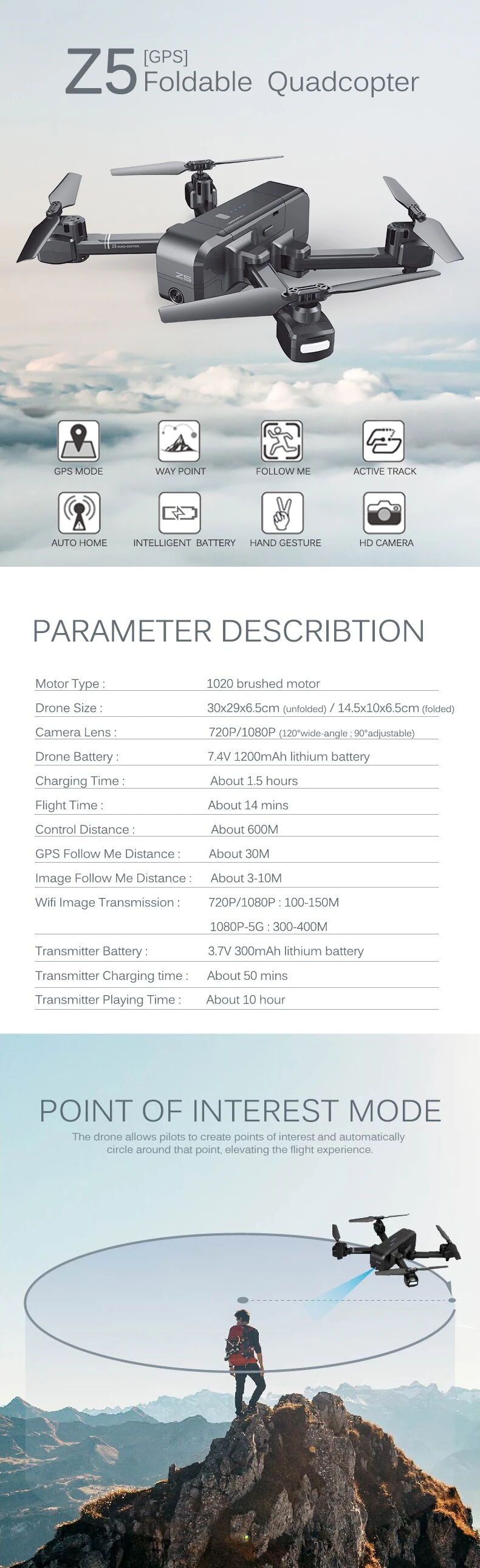 LeadingStar SJRC Z5 Wifi FPV с 1080 P камерой двойной gps динамическое следование Радиоуправляемый Дрон Квадрокоптер