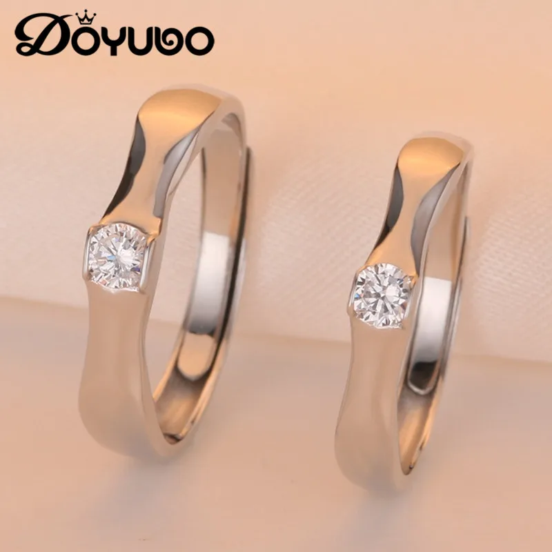 DOYUBO 100% Реальный 925 Чистое серебро Классический Простой дизайн кольца для