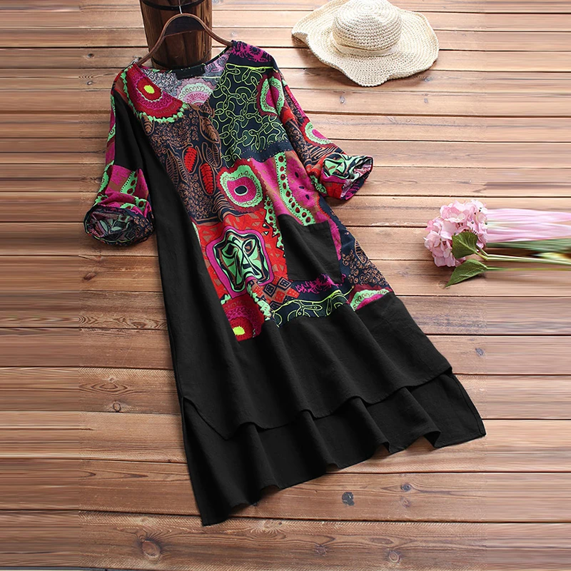 Летние Винтаж платье из набивной ткани большой размер vestidos Повседневное пляжные