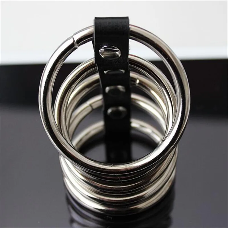 Металлическое + кожаное кольцо на пенис 5 колец для клитора с более длительной