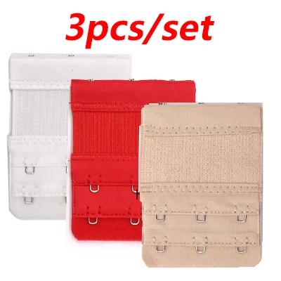 3pcs 3 шт., женский бюстгальтер, удлиняющий ремень, 3 крючка, 2 ряда, пояс с пряжкой, эластичный бюстгальтер, крючок, удлинитель для бюстгальтера, нижнее белье, пояс - Цвет: 3pcs