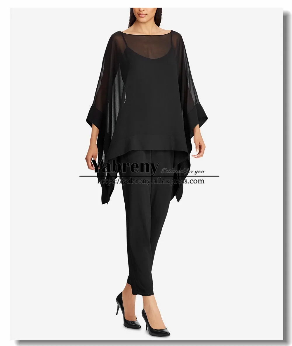 

Black Chiffon Overlay Top pants suit Mother of the bride dresses Evening wear