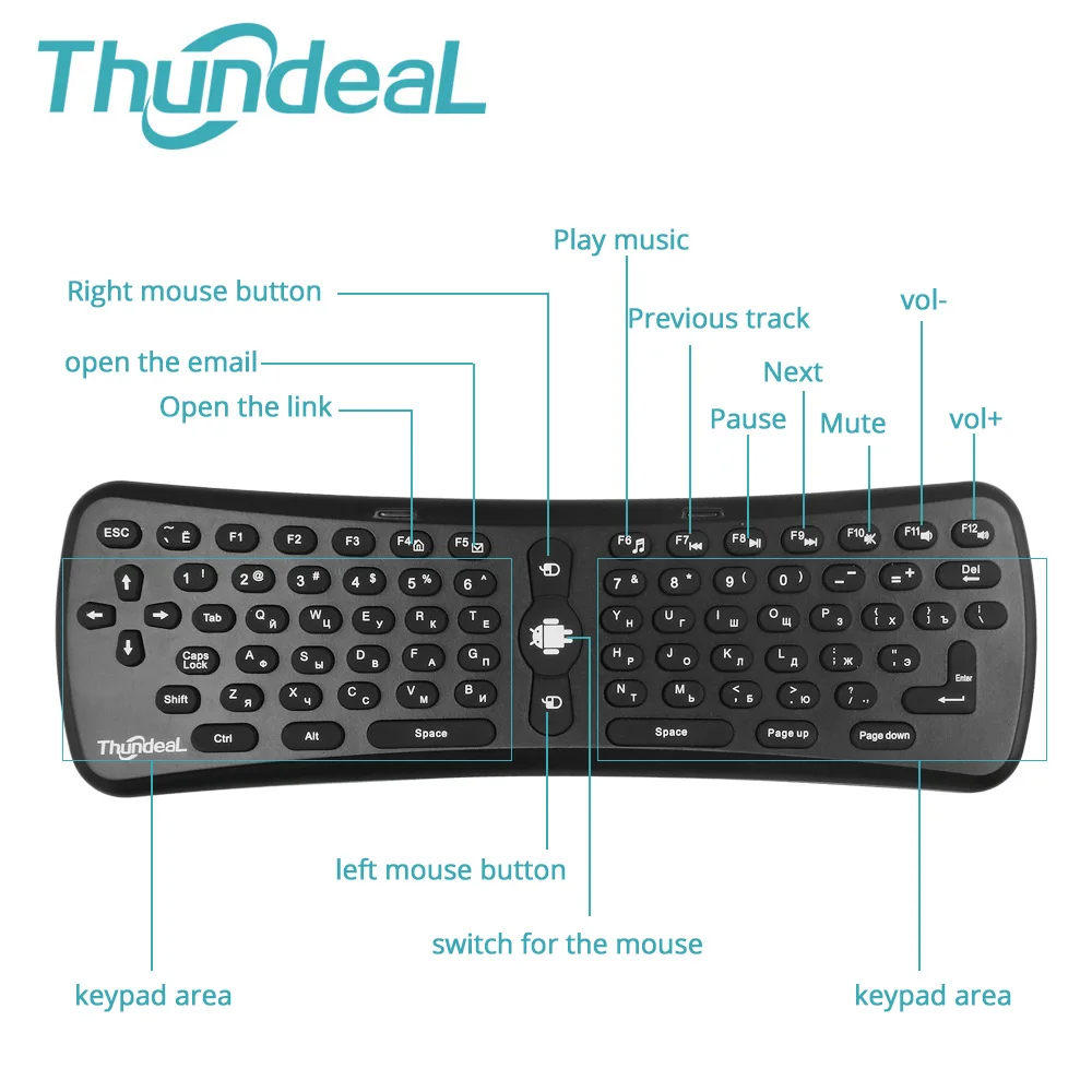 ThundeaL 2 4 ГГц Беспроводной 6 оси T6 Android Wi Fi проектор пульт дистанционного управления