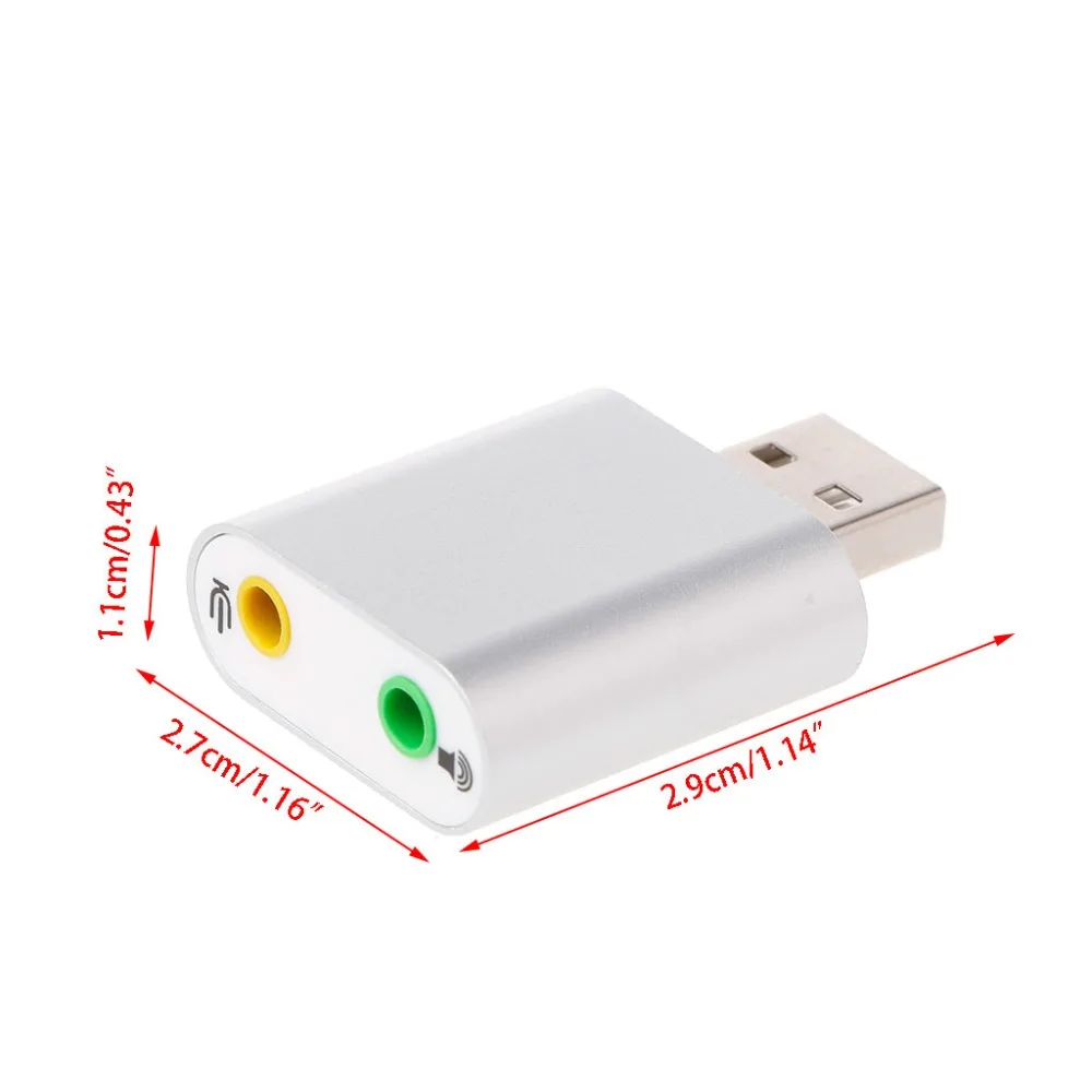 1 шт. новый алюминиевый USB 2 0 Внешний 3D стерео 7 канал 3 5 мм Aux Выход usb Аудио Звуковая