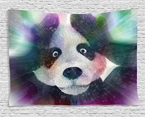 Psychedelic Decor Tapestry Sick Character Panda Experiencing Stronh Hallucination Junkie Animal Art Wall Hanging for Bedroom | Дом и сад