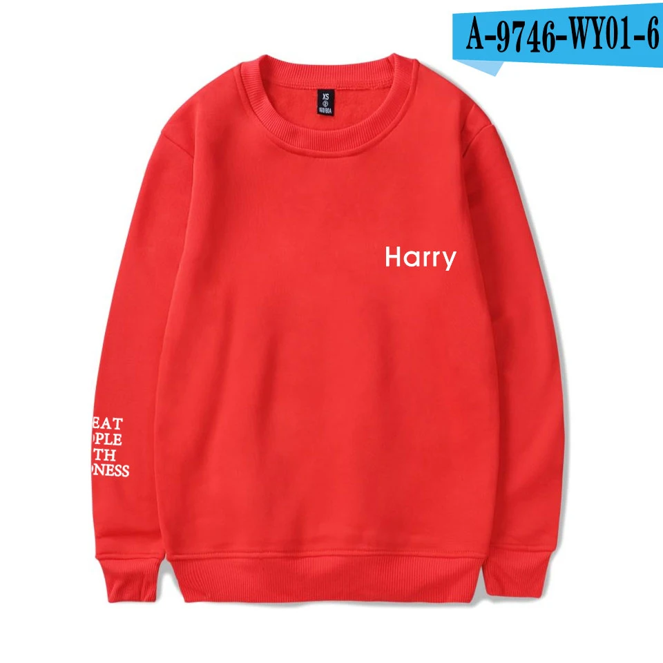 VAGROVSY Harry Styles пуловеры для женщин и мужчин Гарри обрабатывать людей с добротой письмо толстовки популярные хип-хоп толстовки - Цвет: red