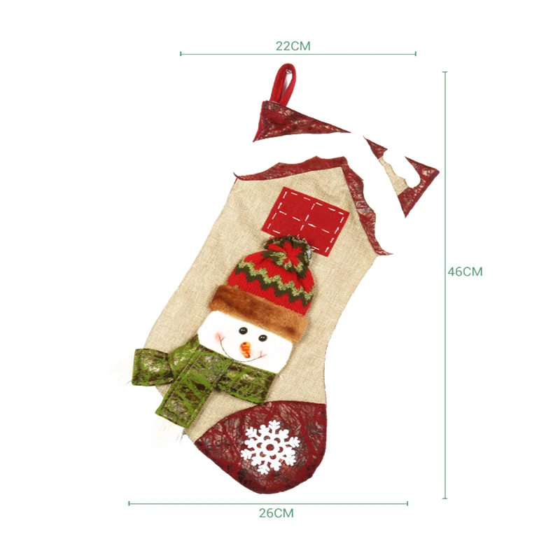 

New Year Christmas Stocking Santa Claus Sock Gift Candy Bag Xmas Noel Decoration Gift for Kids Christmas Tree Ornaments Supplies