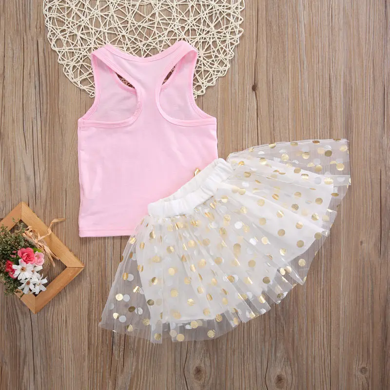 Новый милый комплект летней одежды для детей 2 шт. футболка без рукавов в горошек