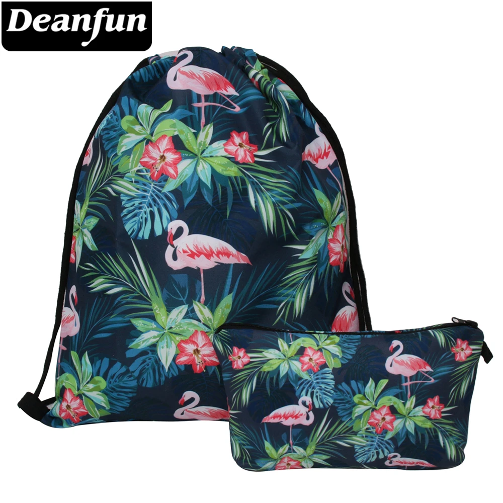 Deanfun 2 шт. набор Фламинго Мешок Шнурок 3D печатных мода для подростка школы 027 |