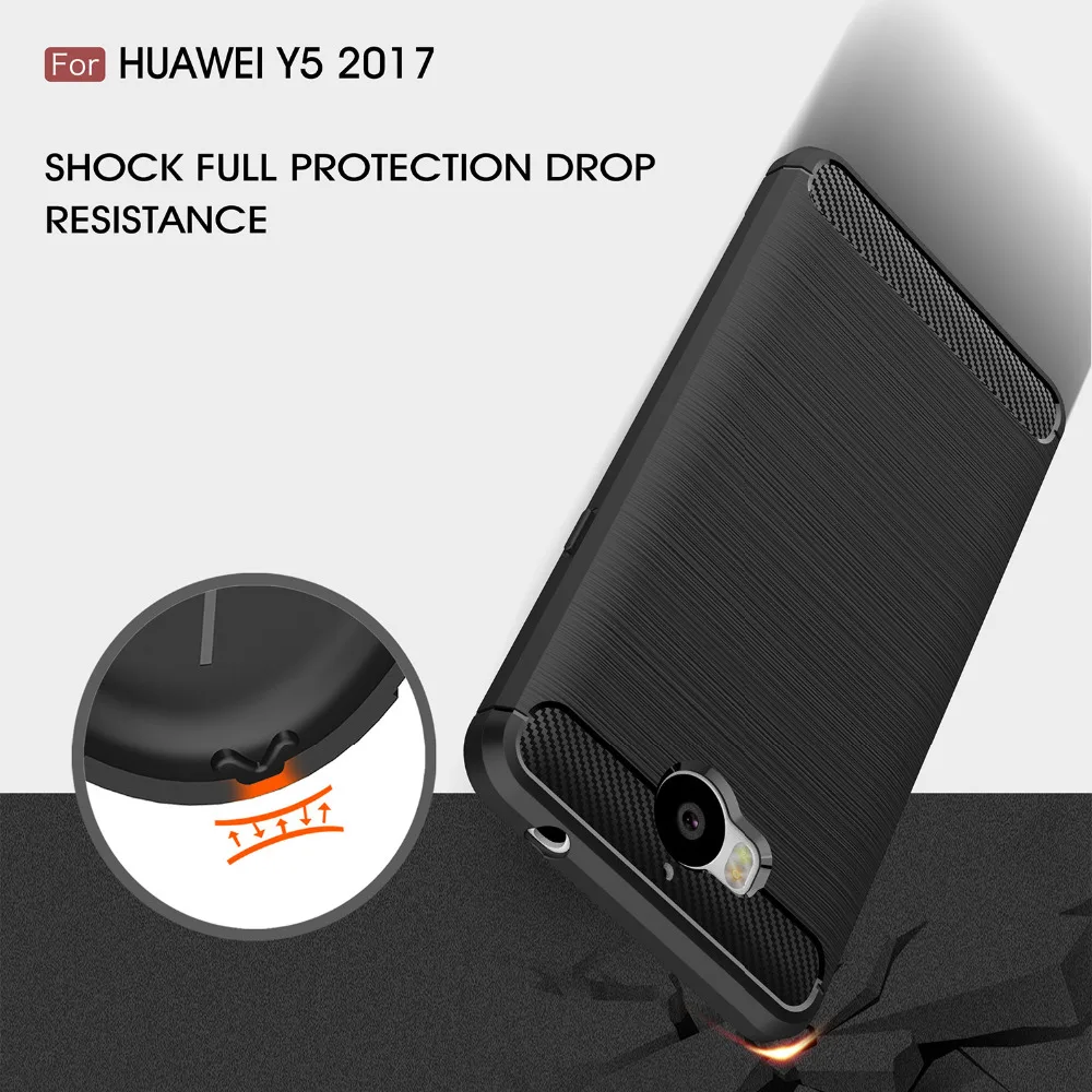 Чехол Etui для Huawei Y6 2017 силиконовый чехол Y5 Y3 из мягкого углеродного волокна с